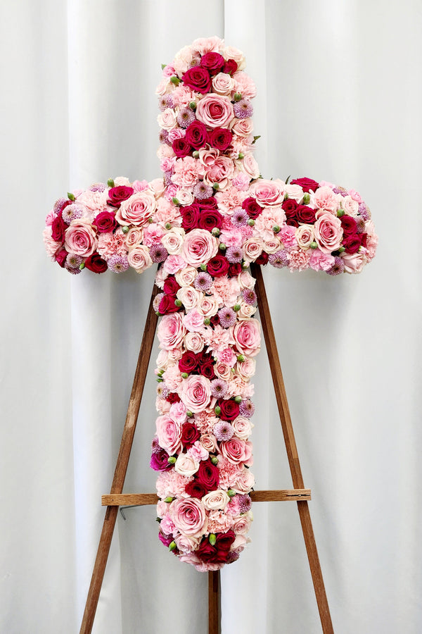Pink & Red Cross Shaped Wreath