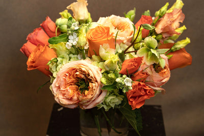 SUN WARMTH  Orange, peach and lime greens - Los Angeles Florist