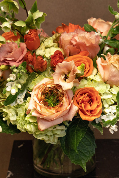 SUN WARMTH  Orange, peach and lime greens - Los Angeles Florist