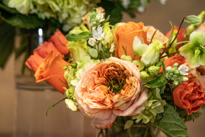 SUN WARMTH  Orange, peach and lime greens - Los Angeles Florist