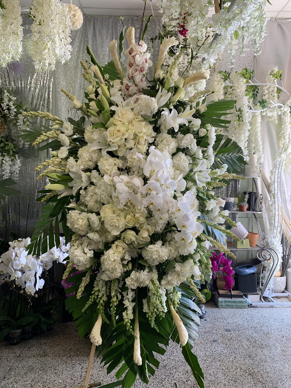 White Funeral Spray Large | Flower Shop West Los Angeles