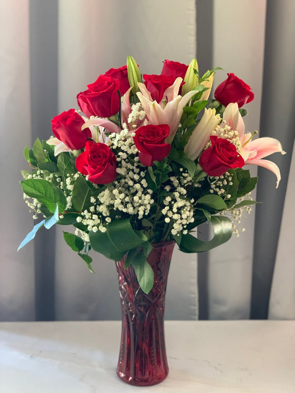 1 Dozen Red Roses With Lilies | Flower Shop West Los Angeles